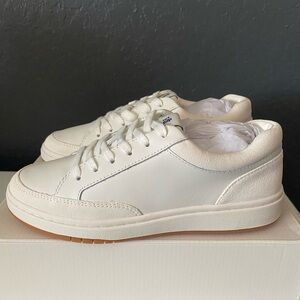 LAUREN Ralph Lauren, “Hailey” White Leather/Suede Sneakers, Sz 7.5B